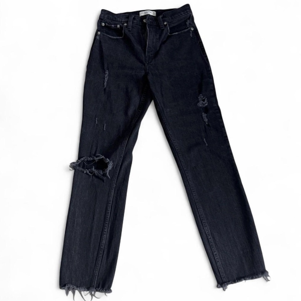 Distressed High Rise Black Jeans